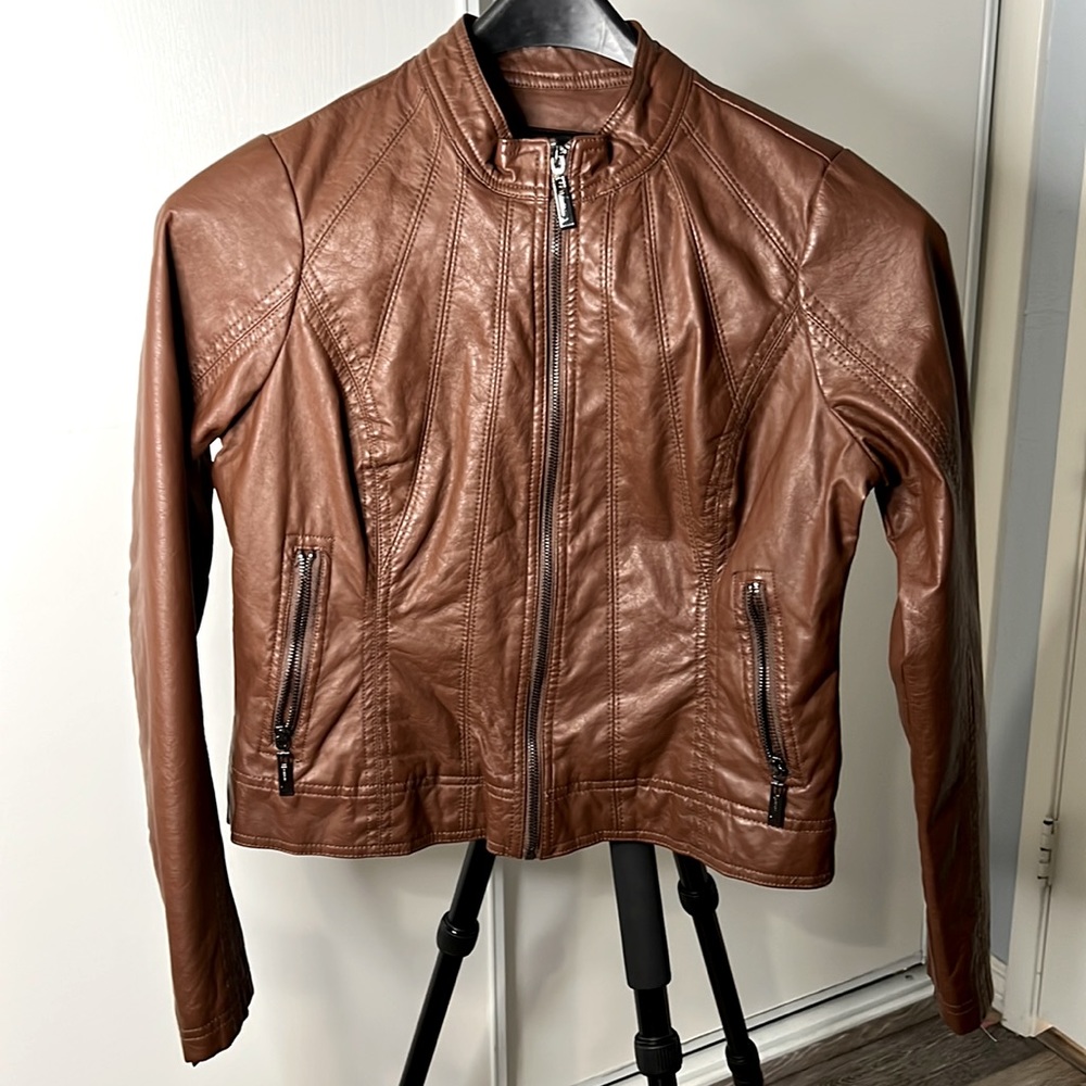 Dark brown faux leather jacket P2P 19